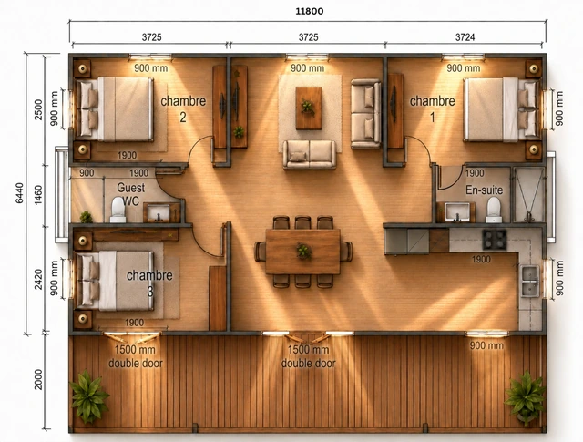 Presentation plan: 11,800 × 6,440 mm